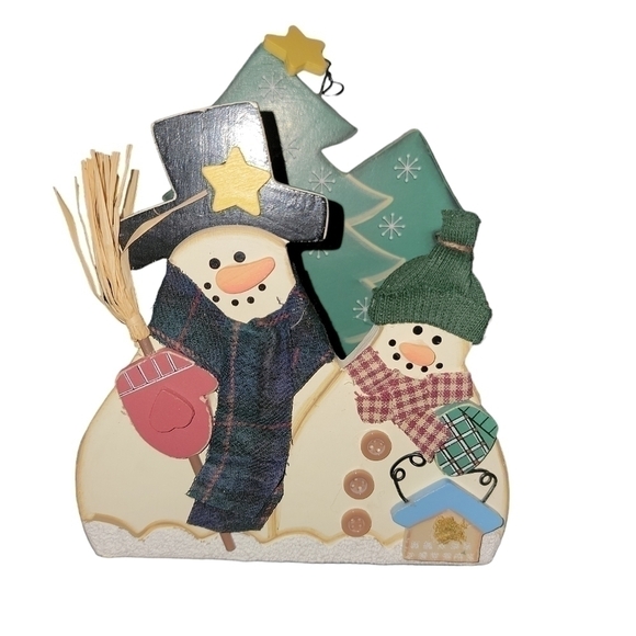 Vintage Christmas coasters snowmen holder & 6 snowman coasters - Picture 4 of 10